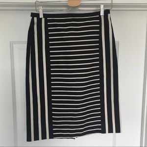 J Crew black and white striped pencil skirt